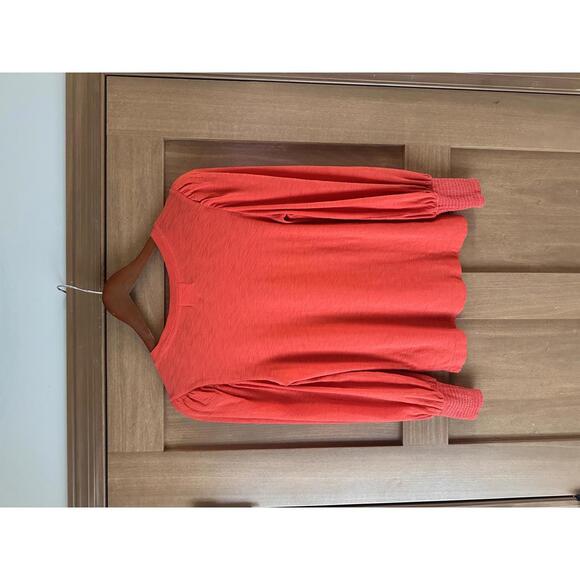 Nation LTD. Loren Peasant Tee Shirt Puff Sleeve 100% Cotton Red/Orange Womens XS - Picture 4 of 13